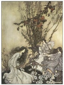 Dancing with the Fairies by Arthur Rackham, 1906, from 120 Great Fairy Paintings